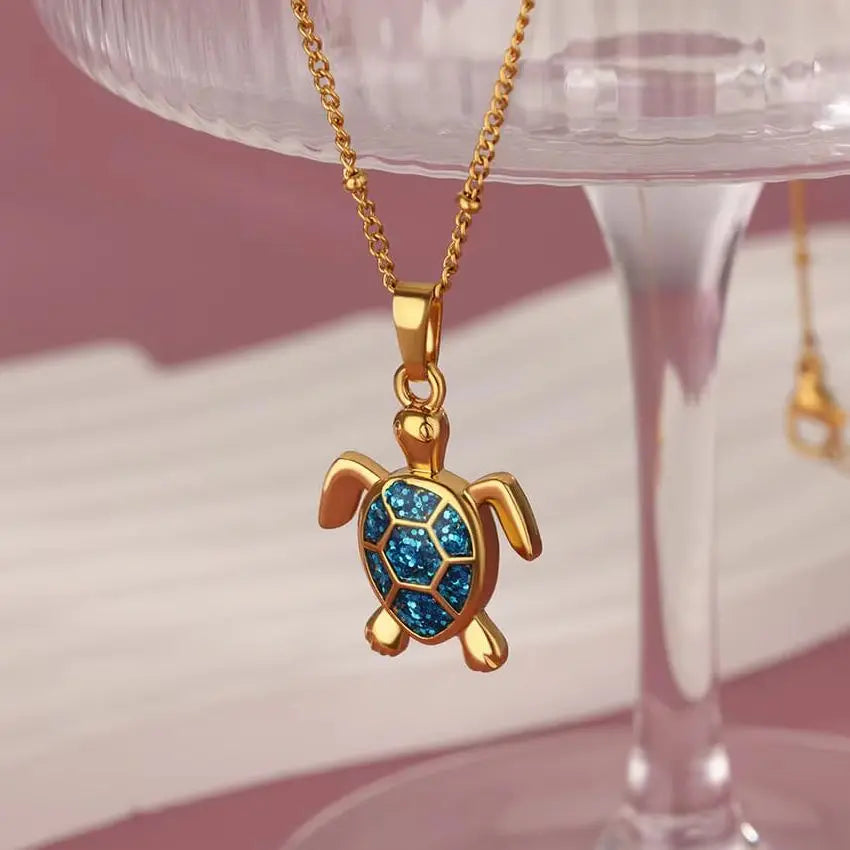 Coastal Turtle & Butterfly Charm Necklace
