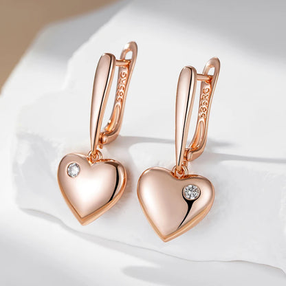 Rose-Gold Heart Drop Earrings