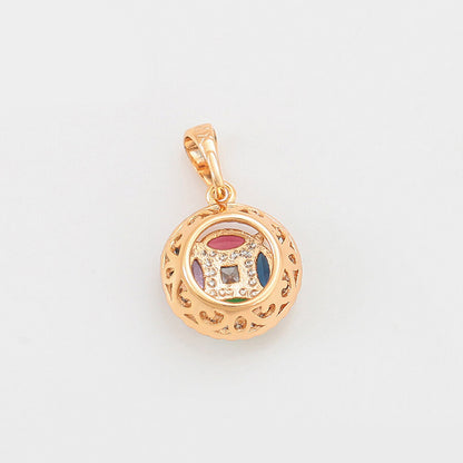 The back of the 18k Gold-plated Pendant with colorful gemstones and crystals