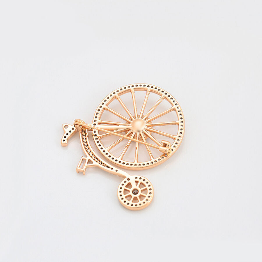 The back of the 18k Gold-plated brooch in the shape of penny-farthing with crystals - beautiquepoint.com