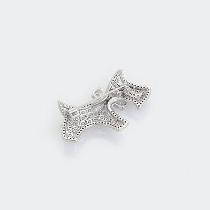 The back of the Platinum-Plated Brooch in shape of puppy with crystals - beautiquepoint.com